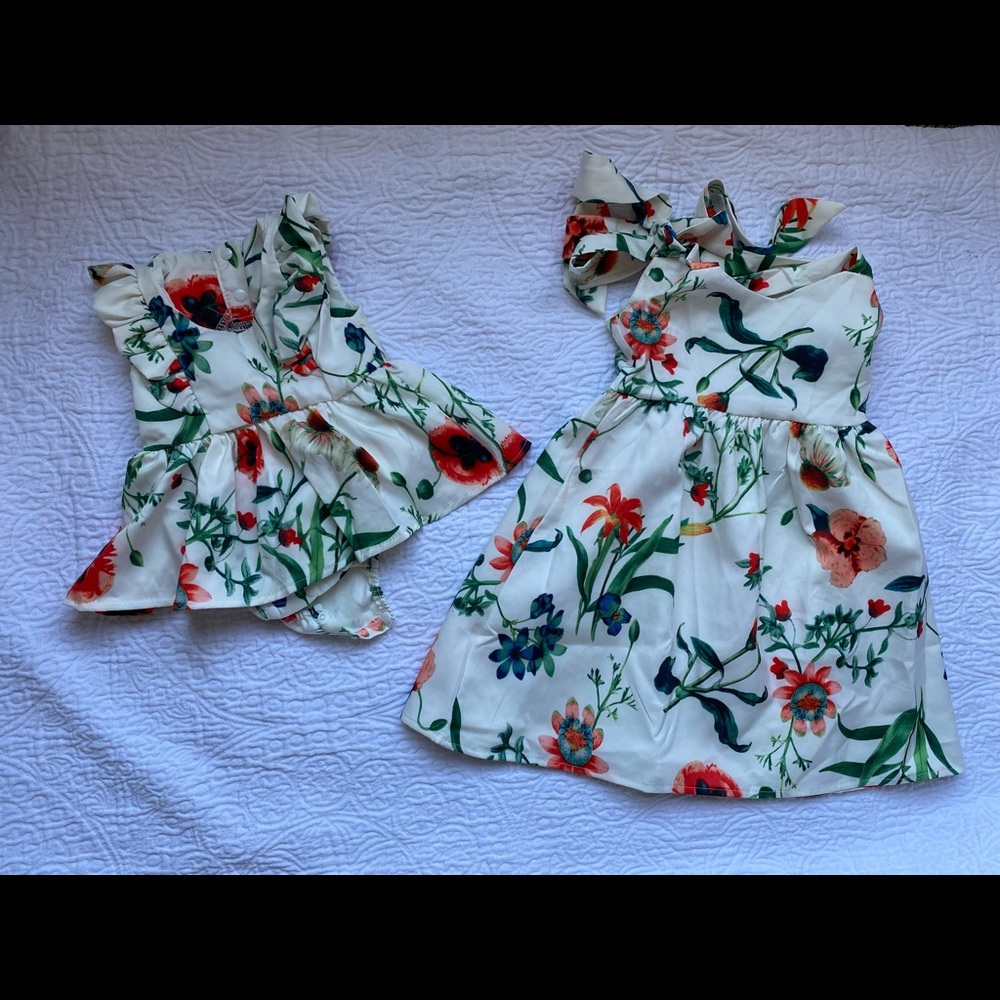 Mommy and daughters matching dresses